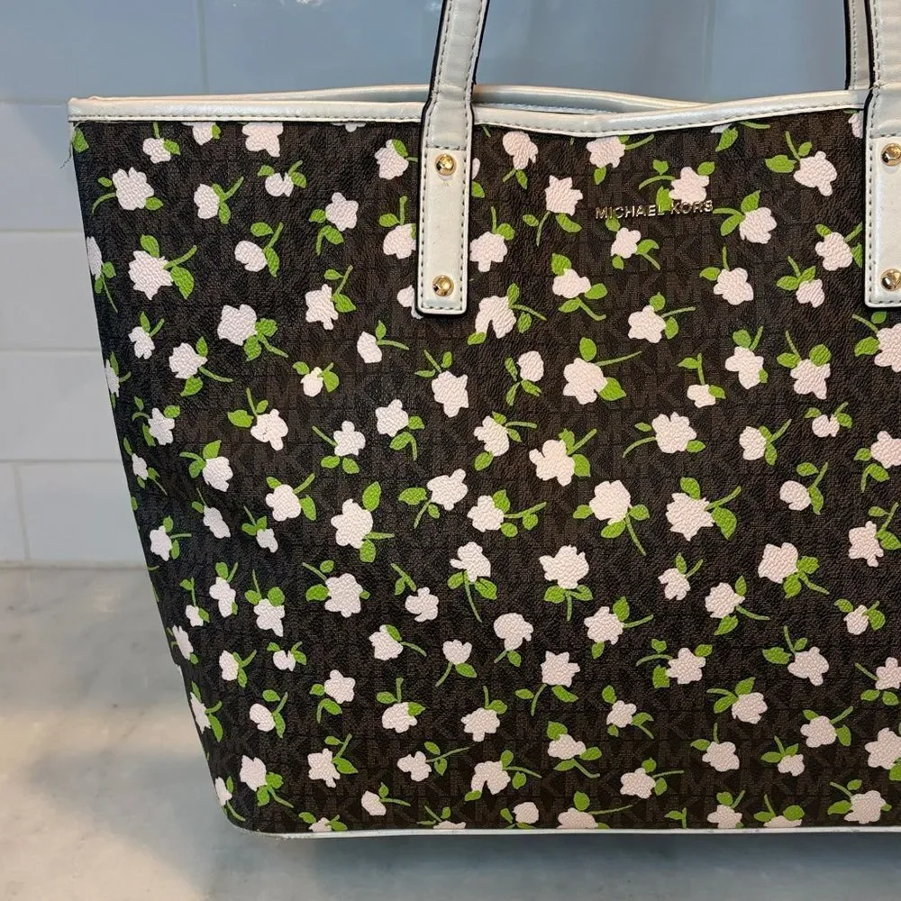 Michael Kors Bag Purse Handbag Floral Carter  XL Open Carry All Tote Pocketbook